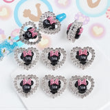 28mm Character Alloy Rhinestone Heart Beads-U12