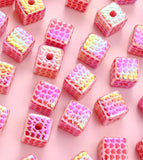 16mm Hearts on Square Beads (10 pcs)-E3