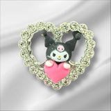 28mm Character Alloy Rhinestone Heart Beads-U12