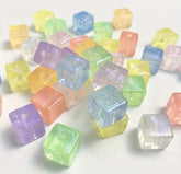 16mm Glitter Shimmer Cube Beads