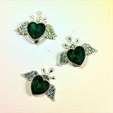 Rhinestone Alloy Crowned Heart with Wings