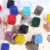 Clay Rhinestone Cube Solid Color Beads(5 pcs)