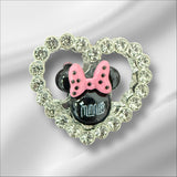 28mm Character Alloy Rhinestone Heart Beads-U12
