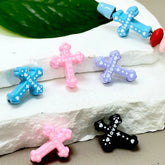 25mm Colored Love Cross Beads (10 Pcs)-X13