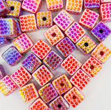 16mm Hearts on Square Beads (10 pcs)-E3