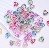 Clear Heart with Embedded Metalic Colored Stars Mix-I24