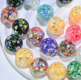 16mm Clear w Confetti Beads Mix-J2