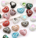 Rhinestone Heart Beads (5 pcs)