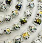 16mm Cute Cat Print Beads Mix-F9