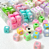 12.5mm Heart Cube Bead Mix-O24