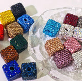 Clay Rhinestone Cube Solid Color Beads(5 pcs)