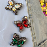 Rhinestone Black Alloy Butterfly