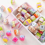 16 mm Paint Spill Cube Beads Mix (5pc)
