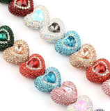 Rhinestone Heart Beads (5 pcs)