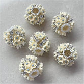 19mm Crowned Flower & Rhinestone Beads