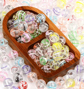 16mm Clear Beads with Painted Swirl Mix-B20