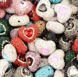 Rhinestone Heart Beads (5 pcs)
