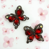 Rhinestone Black Alloy Butterfly