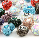 Rhinestone Heart Beads (5 pcs)