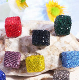 Clay Rhinestone Cube Solid Color Beads(5 pcs)