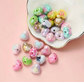 Bow Solid Color Heart Beads-R16