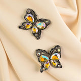 Rhinestone Black Alloy Butterfly