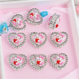 28mm Character Alloy Rhinestone Heart Beads-U12