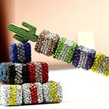 Clay Rhinestone Cube Stripped Color Beads(5 pcs)