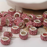 Pink Rhinestone Spacer Beads-10pcs