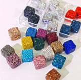 Clay Rhinestone Cube Solid Color Beads(5 pcs)