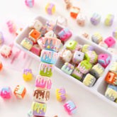 16 mm Paint Spill Cube Beads Mix (5pc)