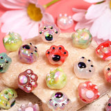 13mm Colorful Paw Print Beads Mix-K7