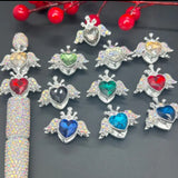 Rhinestone Alloy Crowned Heart with Wings