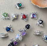 Rhinestone Alloy Crowned Heart with Wings