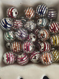 16mm Metalic Stripped Double Layered Beads