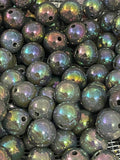 16mm UV Covered Beads Gunmetal Grey