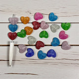 19mmGlossy Heart Shaped Acrylic Beads With Double Glitter (5pcs)