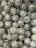 16mm Charcoal/Light Grey Ombre Cracked Glass Beads