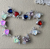 Rhinestone Alloy Crowned Heart with Wings