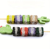 Clay Rhinestone Cube Stripped Color Beads(5 pcs)