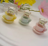 Cute Bear In Coffee Cup Resin Focal