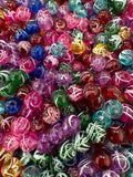 8mm Transparent Colored Paint Swirl Beads