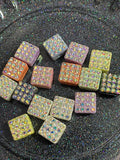 11mm Rhinestone Square Beads Mix