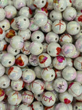 16mm Heart and Beats Print Beads Mix-D8