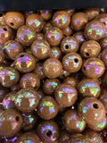 16mm Chocolate Brown AB Coated Beads