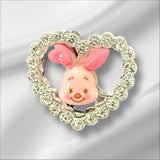 28mm  Character Alloy Rhinestone Heart Beads-U12