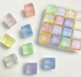 16mm Glitter Shimmer Cube Beads