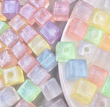 16mm Glitter Shimmer Cube Beads