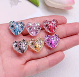 Clear Heart with Embedded Metalic Colored Stars Mix-I24