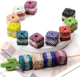 Clay Rhinestone Cube Stripped Color Beads(5 pcs)